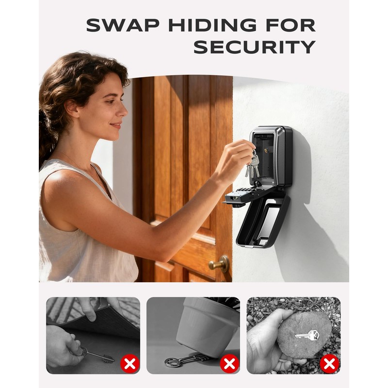 Vewaci Wall-Mounted Lock Box for Keys with Code, Large Capacity