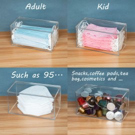Koemehr Face Mask Dispenser Box Acrylic Storage Box Glove Holder Station with Lid