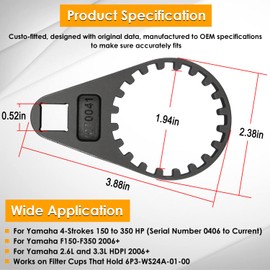 For Yamaha 2006-2020 Fuel Filter Water Separator Wrench for Yamaha 4 Strokes 150-350HP (SN 0406 to Current) & 6P3 Filter Cups, Similar to YB-ACC04 18-79815