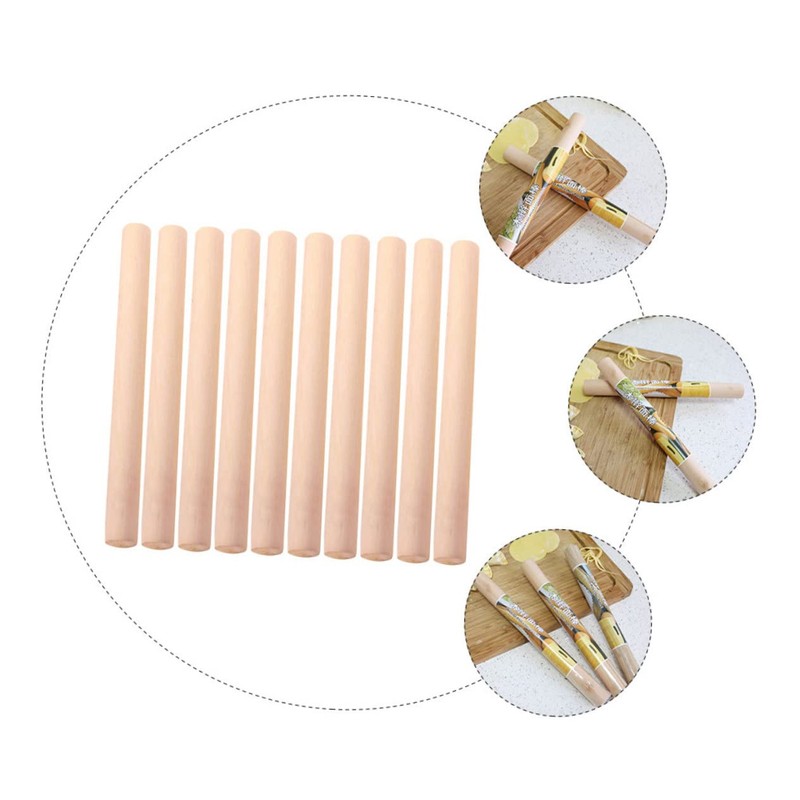 FUNOMOCYA 10pcs Wooden Rolling Pin for Baking Smooth Non Stick
