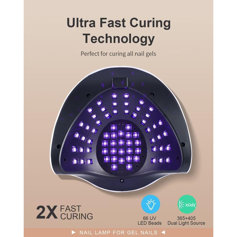 288W Professional Nail Lamp with 66 LEDs & Smart Sensor