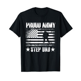 Proud Army Step Dad USA Flag Retro Vintage Military Pride T-Shirt