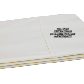 100% Cotton Percale Sheets Twin Size, Ivory, Deep Pocket, 3 Piece - 1 Flat, 1 Deep Pocket Fitted Sheet and 1 Pillowcase, Crisp and Strong Bed Linen