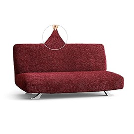Futon Cover - Armless Couch Cover Italian Sofa Bed Slipcover Without Armrest - Soft Polyester Fabric Cover - 1-Piece Form Fit Stretch Futon Cover for Kid Pet - Microfibra Collection - Burgundy