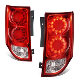 Auto Dynasty Rear Tail Lights Assembly Compatible with 2011-2020 Dodge Grand Caravan, Driver and Passenger Side Brake Lamps with Reverse and LED Turn Signal Light, Red Lens