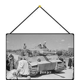 Blechschild 20x30cm gewölbt mit Kordel Historisch Panzer VI Tiger Deko Geschenk Schild