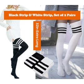 Women Long Socks Knitted Thigh High Socks 32" Tall Over the Knee Warm Cotton Leg Warmer Boot Stockings for Casual Daily Wear Cospaly