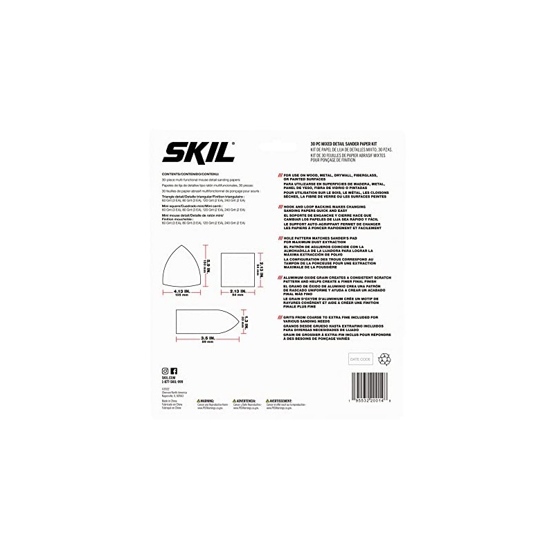 SKIL 30-Piece Mixed 60/80/120/240 Grits Detailed Sand Paper Kit for