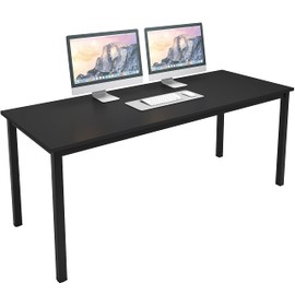 DlandHome 63 inch Computer Desk Home Office Table Writing Desk Study Table Gaming Desk Workstation, Black