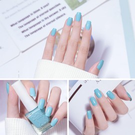 Blue Nail Polish - Sky Blue Nail Varnish - Light Blue Nail Polish - 60 Second Quick Dry Long Lasting Nail Varnish - Breathable Chip Resistant Vegan No Bake for Women Manicure Home