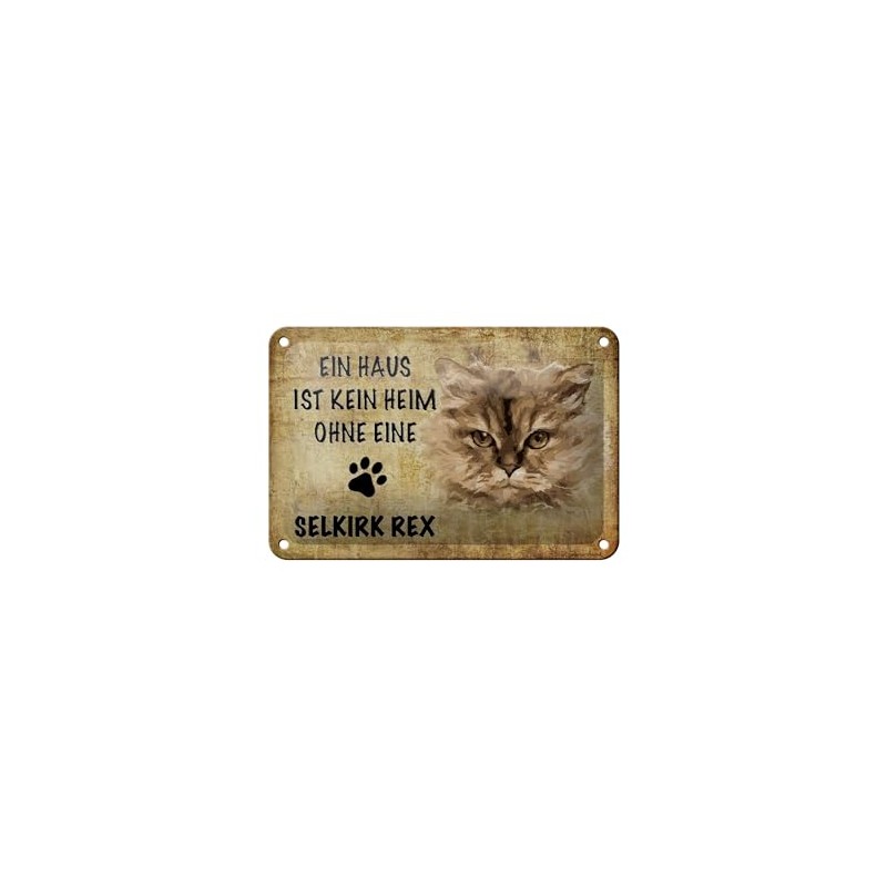 Blechschild 18 x 12 cm Katzen Schild: Ein Haus ist