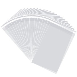 OYAVISR Clear Self Sealing T-Shirt Bags 10x13 50 Pcs Cellophane Adhesive Clothing Clothes Poly Plastic Resealable Small Business Packaging Bag