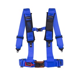 4 Point Harness Seat Belt with 3'' Ultra Soft Heavy Duty Shoulder Pads with Iron Latch for Go Kart UTV & ATV (Blue)