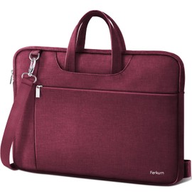 Ferkurn Laptop Case Bag Women Men Computer Sleeve with Shoulder Compatible with HP/Inspiron/Thinkpad/Vivobook/MSI/Surface, 15.6 inch, Red