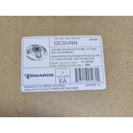 Edwards GCSVRN 24194 Ceiling Speaker Strobe Fire Smoke Alarm Signal Red