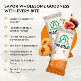 Energy Bars - Adishtu Fruit and Nut Bars with Figs, Apricots, Cashew Nuts, Almonds & Dates - Yummy Snack Bars for Quick Breakfast, Snacking, Workouts, Sports, Campings & More - Box of 5