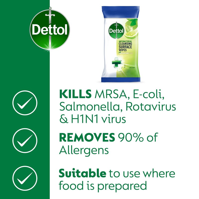Dettol Wipes Antibacterial Lime & Mint 126 Wipes