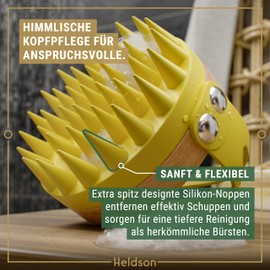 HELDSON® Premium Scalp Massage Brush - FSC®100% - Head Massage Brush - Scalp Massager Brush - Hair Massage Brush Hair - Hair Care Scalp Scrub - Head Massage - Scalp Scrub [Citrus Yellow]