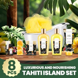 Spa Luxetique Spa Gift Baskets for Women - 8pcs Yellow Gifts for Women, Womens Gifts Includes Body Lotion, Bubble Bath, Bath Sets, Mothers Day Gifts for Mom