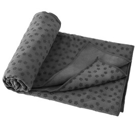 Vesaneae Yoga Towel with Free Carry Bag, Non-Slip Hot Yoga Towel Mat with Grip Dots, Absorbent Soft Quick-Drying for Hot Yoga & Pilates Fitness Workout (Grey)