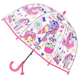 RONIARE Kids Umbrella Clear Bubble Umbrellas for Rain,Safety Dome Windproof Umbrella for Kid Girls and Boys(Pony Pink)