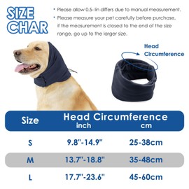 SUNFURA Dog Calming Hoodie, No Flap Ear Wraps for Dogs Anxiety Relief, Dog Ear Muffs Noise Protection for Firework, Grooming, Force Drying, Dog Ear Covers Headband for Noise Cancelling, Grey M