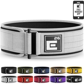 Self-Locking Weight Lifting Belt - Premium Weightlifting Belt for Serious Functional Fitness, Weight Lifting, and Olympic Lifting Athletes (Medium, White)