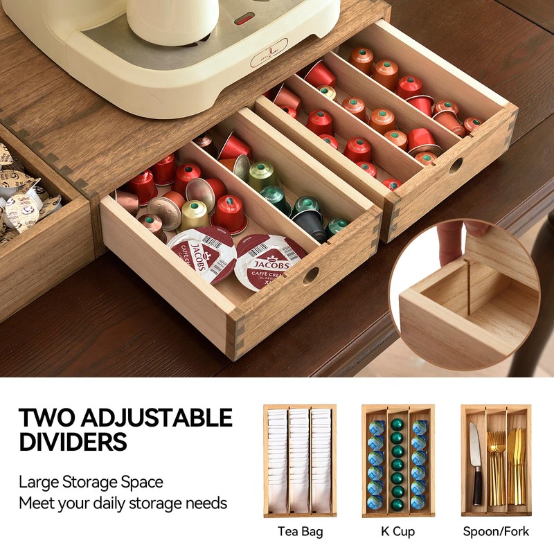 KIRIGEN Wood Coffee Station Organizer Coffee Bar Accessories Storage Organizer