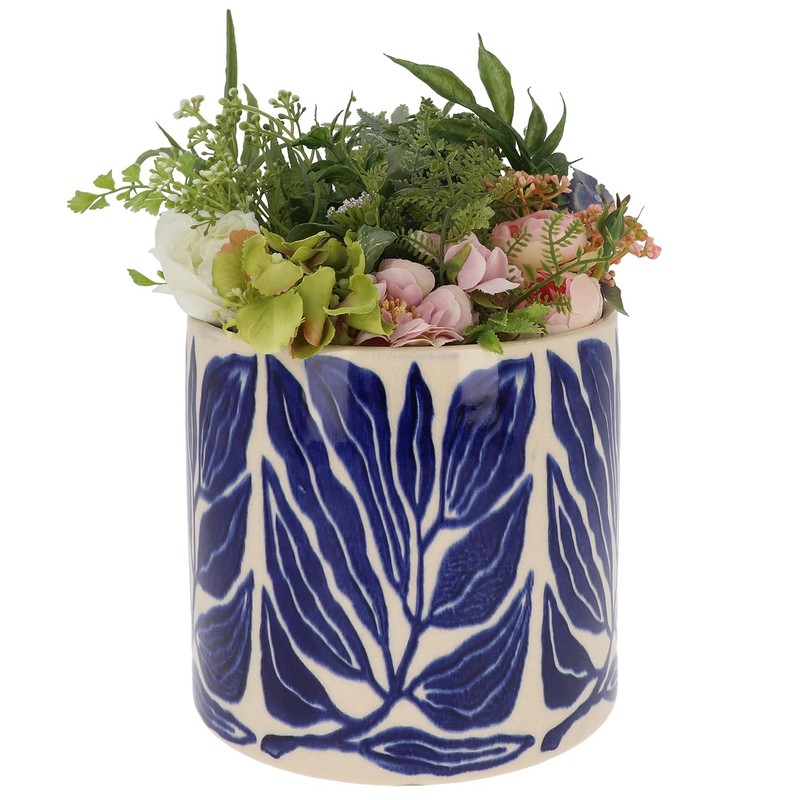 Shudehill Giftware Tropic Petal Leaf Floral Garden Design Planter Pot