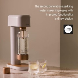 Mysoda Ruby 2 Sparkling Water Maker - Silent Carbonated Water Machine Made of Robust Long-Lasting Aluminium & 1L Water Bottle - Without CO2 Cylinder - Colour White Copper
