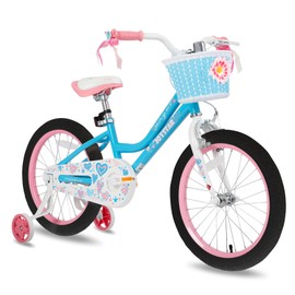JOYSTAR 20 Inch Girls Bike for 7 8 9 10 Years Old 20" Kids Bikes for Ages 7-10yr with Training Wheels and Basket Children's Bicycle with Handbrake in Blue