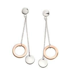 Boccia 05042-02 Women's Stud Earrings Made of Titanium in Polished Silver, Rose Gold-Plated, Hypoallergenic, Titanium, No Gemstone