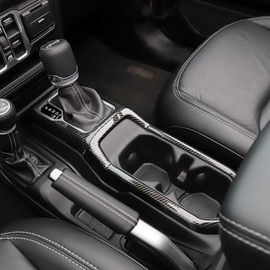 JeCar Gear Shift Cup Holder Panel Trim Cover for Jeep Wrangler JL JLU Gladiator JT 2018-2024 Carbon Fiber Interior Trim Accessories
