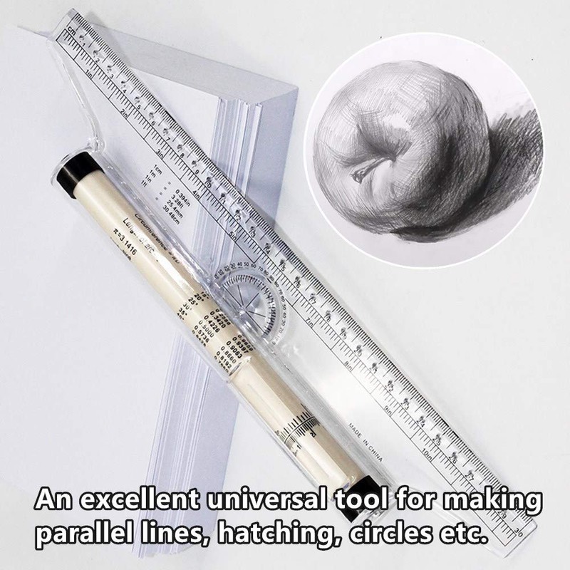 PENKOHOME 2 Pack 12 Inch Rolling Ruler Multipurpose Drawing Parallel