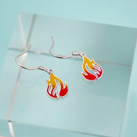 PELOVNY Flame Fire Earrings for Women S925 Sterling Silver Nature Fire Nation Drop Dangle Hook for Mom Daughter Wife