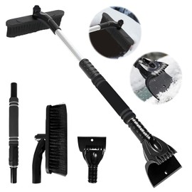 LXYYDS Car Ice Scraper with Broom, Snow Brush with Ice Scraper, Extendable Snow Removal Brush, Removable Snow Brush, Snow Scraper and Brush for Windscreens of Cars, SUVs and Trucks (Black)
