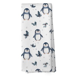 shiviody Winter Penguin Kitchen Towels - Penguin Christmas Dish Towels, Penguin Gifts Xmas Holiday Decorative Absorbent Dishcloths Hand Towels for Kitchen Decor 16x24 Inches