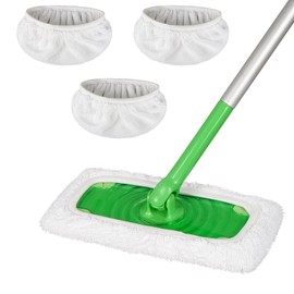 Reusable 100% Coral Fleece Mop Pads Compatible with Swiffer Sweeper Mop, Wet and Dry Flat mop Cover, 3 Pack Washable Mop Pads for Surface/Hardwood Floor Cleaning (Mop is Not Included)
