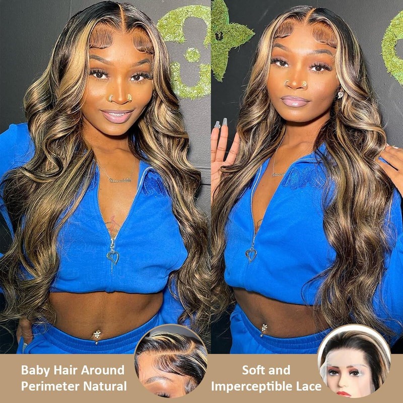 Agairl FB/27 Highlight Balayage Lace Front Wig Human Hair Pre