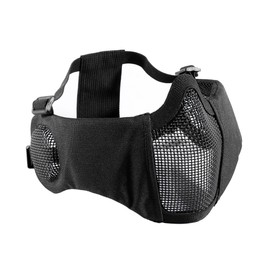OneTigris Airsoft Mask Foldable Half Mesh Face Mask Face Protection with Ear Protection (Black)