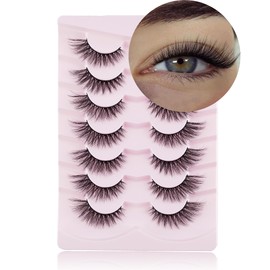 Onlyall Fox Eye Eyelashes Mink Eyelashes Cat Eye Eyelashes Fluffy False Eyelashes Fox Eye Eyelashes Long Eyelashes Volume False Eyelashes Pack 7 Pairs F02