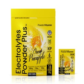 PowderVitamin- Electrolitos en Polvo Plus, Keto, Naranja Piña, Sin Azúcar, Sal Rosa del Himalaya, 1000mg Potasio, 120mg Calcio, 120mg Magnesio, Sin...