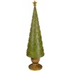 23" Green Christmas Tree Cone on Pedestal with Star Topper