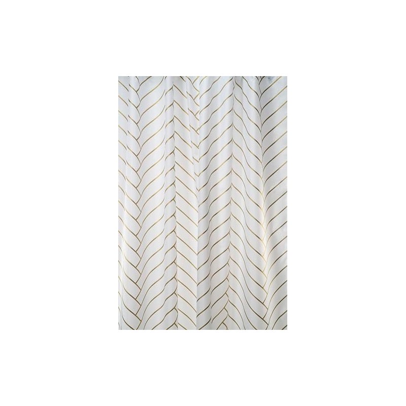 Croydex Waterproof Shower Curtain, Gold Chevron Pattern, 180 x 180cm,