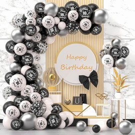 Yiran Happy 40th Birthday Balloons, 12inch Latex Confetti Number 40 Balloons, 16Pcs Black Silver Birthday Party Deocorations Supplies