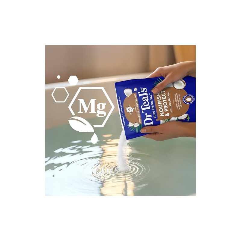 Dr Teal's Epsom Salt Magnesio Remoje, Nutre y Proteja Con