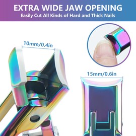 Nail Clippers for Thick Nails, Toenail Clippers with Wide Jaw Opening, Nail Trimmer with Catcher, Fingernail Clippers with Glass File, Thick Toenail Clippers for Men, Women, Adult Seniors