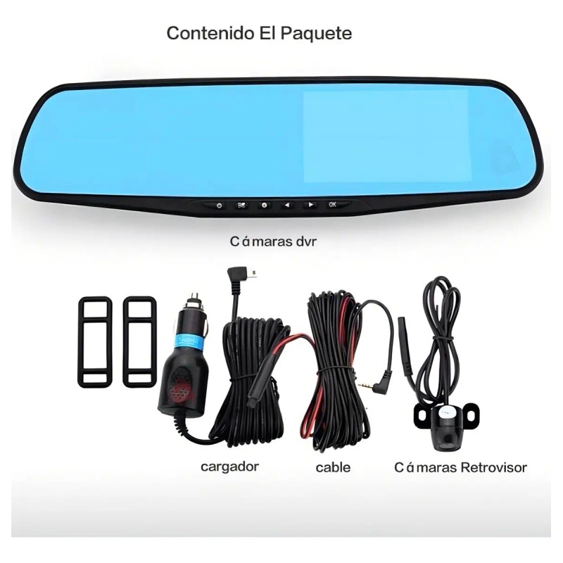 Camara Espejo Retrovisor Frente Y Trasera Auto Full Hd Dvr