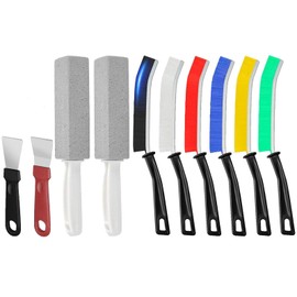 DuDuZui 10PCS Crevice Cleaning Brushes Set, 6PCS Colorful Gap Cleaning Brush,2PCS Scraper Tool, 2PCS Pumice Stone, for Groove Window Door Gap Bathroom Home Kitchen Cleaning