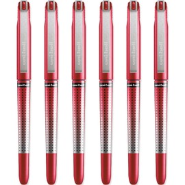 uni-ball Eye Needle UB-185S Rollerball Pen - 0.5mm Needle Point Nib - Red Ink - Pack of 6